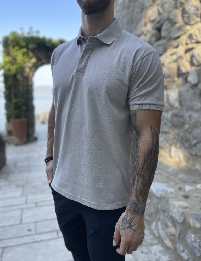 Origin ανδρική γκρι πικέ Polo μπλούζα Plus Size 252723 φωτογραφία